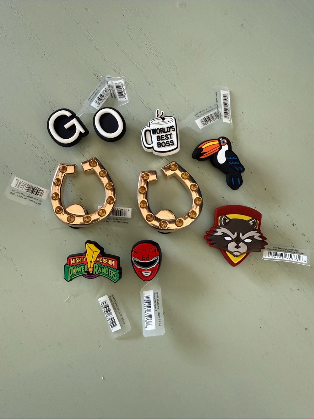 NWT Lot of 9 Crocs Jibbitz Charms The Office Power Rangers Marvel Horseshoe